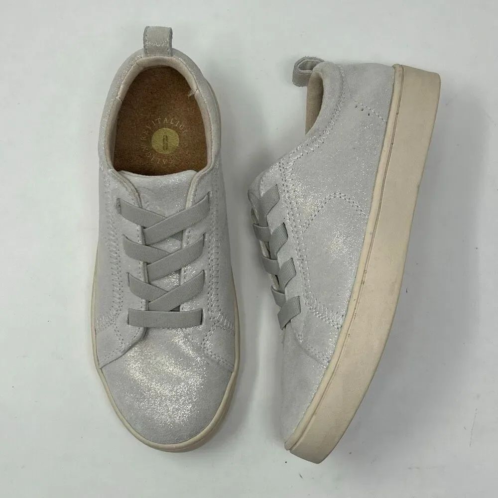 Spenco Revitalign Malibu Misty Slip On Sneakers Sz 6.5 Oatmeal Shimmer Metallic